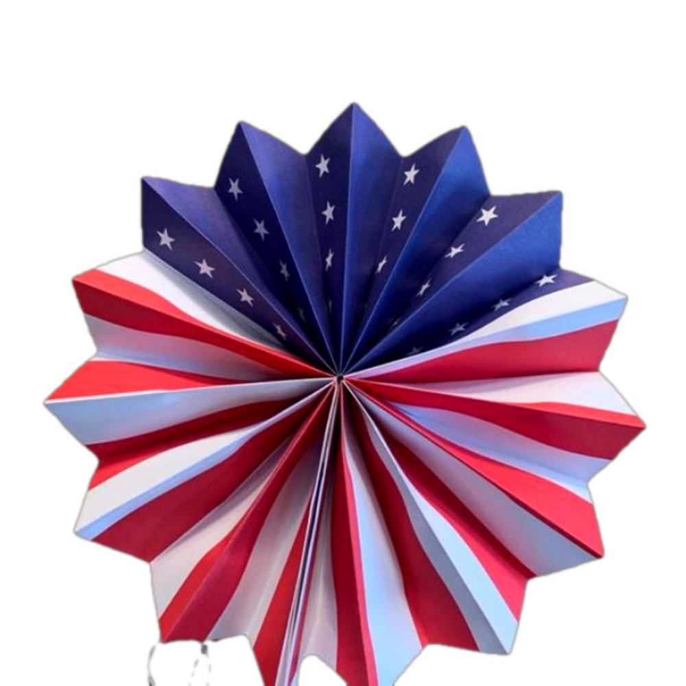 6 new paper flag fans different sizes in box 7